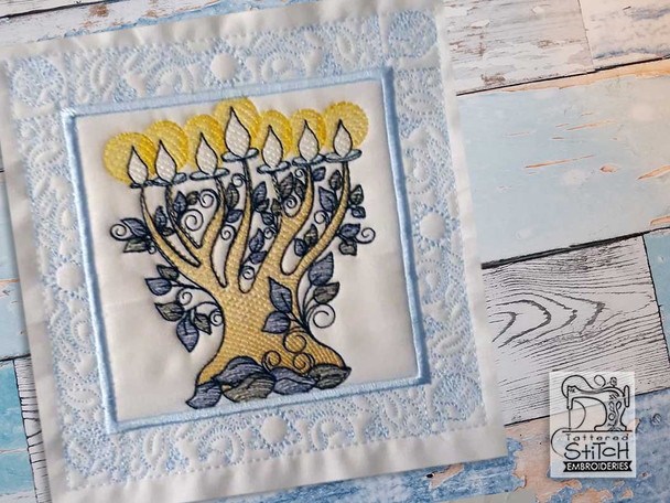 Menorah Quilt Block - Machine Embroidery Designs