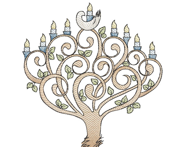 9 Candle Menorah - Machine Embroidery Designs