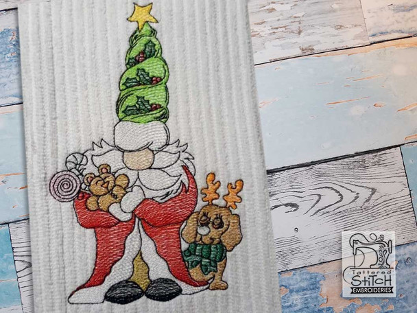 Santa Gnome - Fits a  4x4", 5x7" &  6x10" Hoop - Machine Embroidery Designs