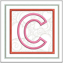 Hearts ABCs Coaster - C - Embroidery Designs & Patterns