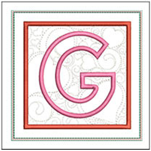 Hearts ABCs Coaster - G - Embroidery Designs & Patterns