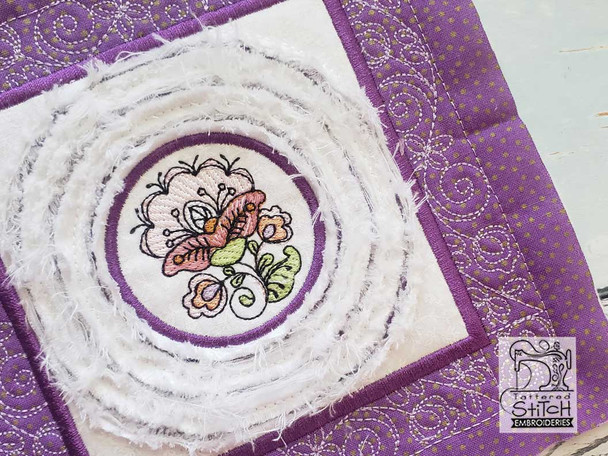Jacobean 1 Chenille Quilt Block - Embroidery Designs
