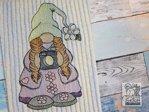 Girl Camera Gnome - Embroidery Designs & Patterns