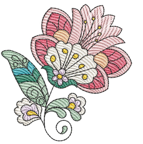 Jacobean - 2 - Fits into a 4x4" & 5x7" Hoop - Instant Downloadable Machine Embroidery