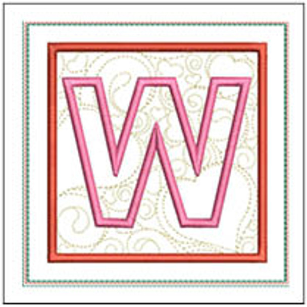 Hearts ABCs Coaster - W - Embroidery Designs & Patterns