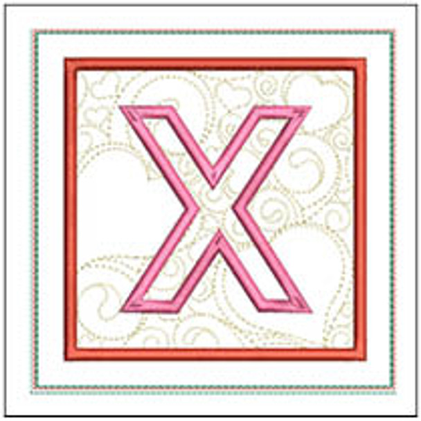 Hearts ABCs Coaster- X - Embroidery Designs & Patterns