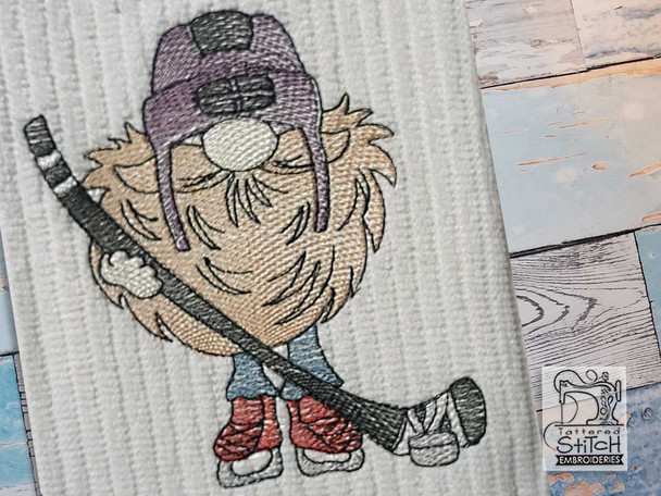 Hockey Gnome -  Fits a   4x4", 5x7", 6x10"  Hoop - Machine Embroidery Designs