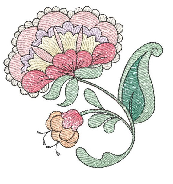 Jacobean - 5 - Fits into a 4x4" & 5x7" Hoop - Instant Downloadable Machine Embroidery