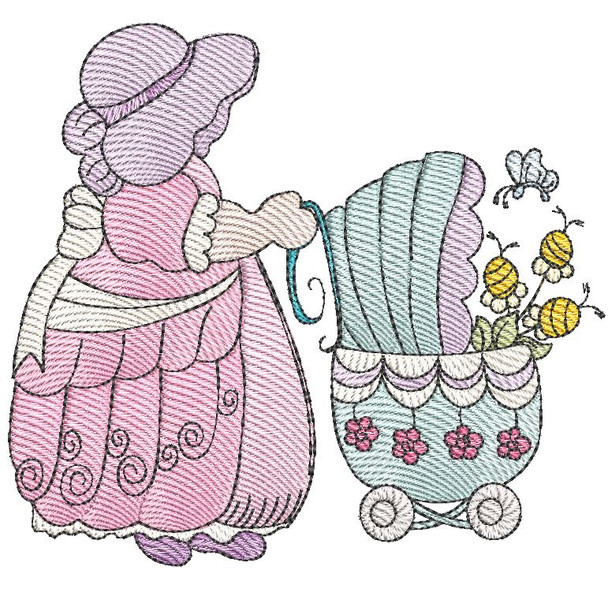 Sunbonnet Sue 2 -  Fits a 4x4"  5x7" & 6x10" Hoop - Machine Embroidery Designs