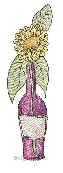Sunflower In Vase -  Fits a 4x4" & 5x7"  Hoop - Machine Embroidery Designs