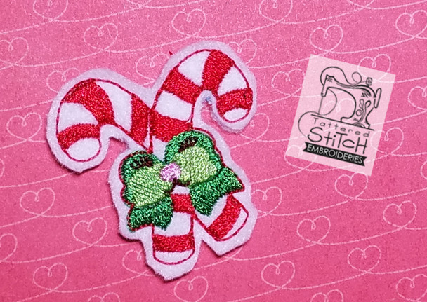 happy candy cane feltie machine embroidery designs