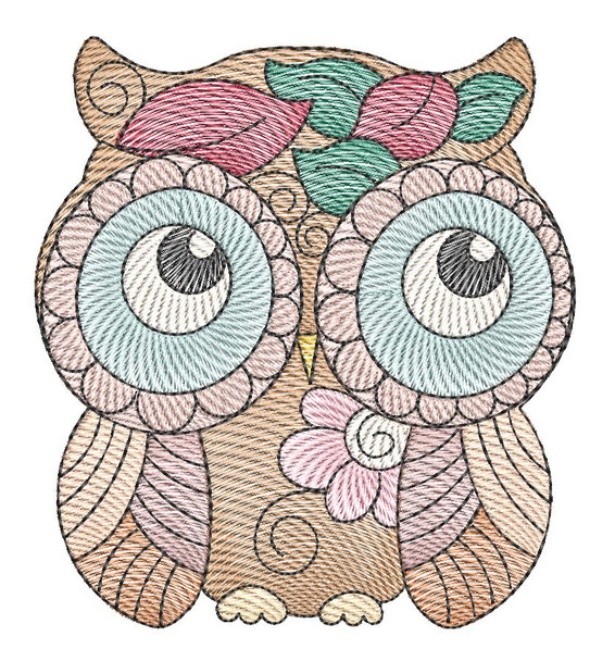 Whimsical Owl (No Branches) - Embroidery Designs & Patterns