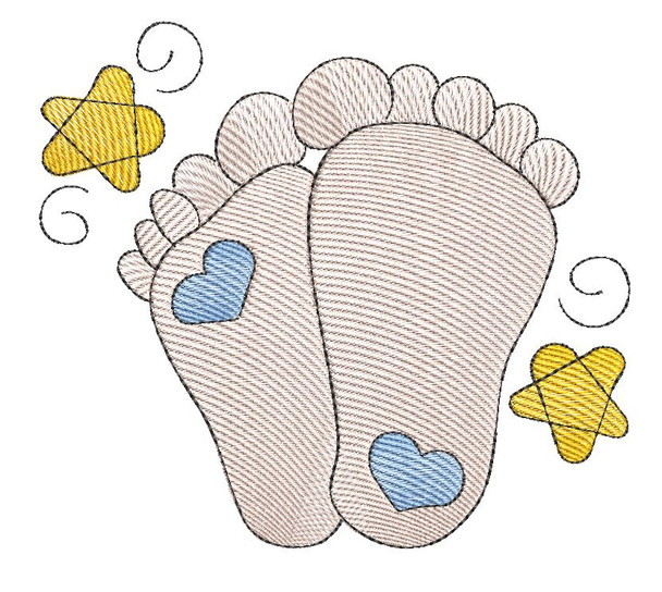Baby Feet - Fits into a 4x4" & 5x7" Hoop - Instant Downloadable Machine Embroidery