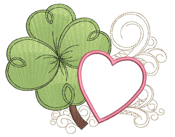Shamrock with Heart Applique - Embroidery Designs & Patterns