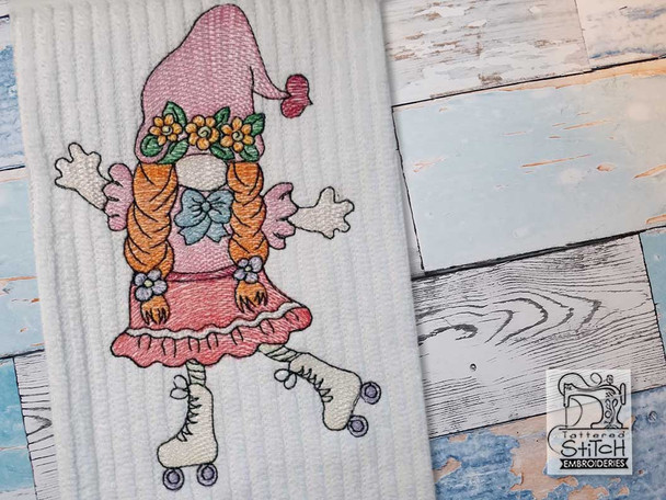 Roller Skating Gnome - Machine Embroidery Designs