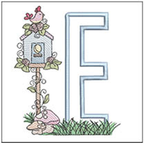 Birdhouse Applique ABCs - E - Machine Embroidery Designs