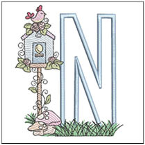 Birdhouse Applique ABCs - N - Fits a 5x7" Hoop - Machine Embroidery Designs