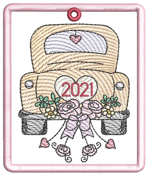 Hitched 2021 Ornament -  Fits a 4x4" Hoop - Machine Embroidery Designs