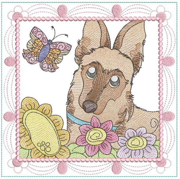 Whimsical Dog Quilt Block #7 - Embroidery Designs & Patterns