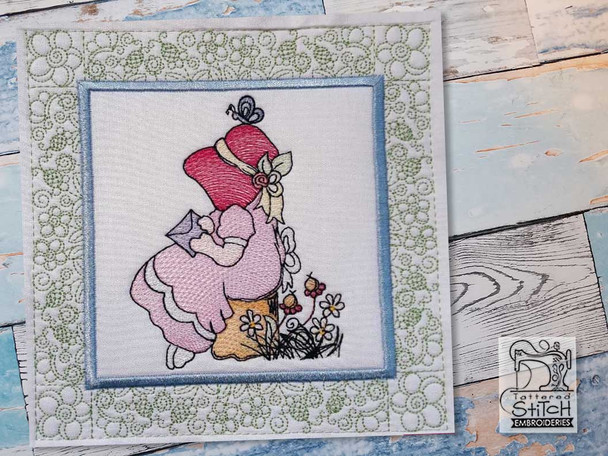 Sunbonnet Sue Quilt Block 5 -  Fits a  5x5", 6x6", 7x7", 8x8" & 10x10"  Hoop - Machine Embroidery Designs