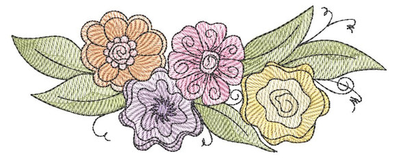 Whimsical Floral Swag - Machine Embroidery Designs