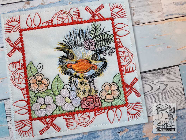 Farm Animals - Emu Quilt Block #9 - Embroidery Designs