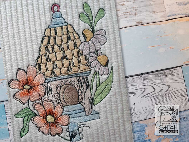 Sketched Birdhouse 2 -  Fits a 4x4", 5x7" & 6x10" Hoop - Machine Embroidery Designs