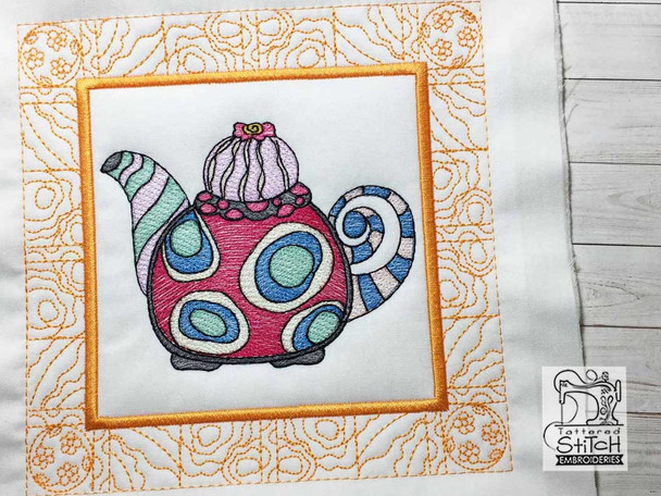 Tea Kettle 2 Quilt Block - Embroidery Designs & Patterns