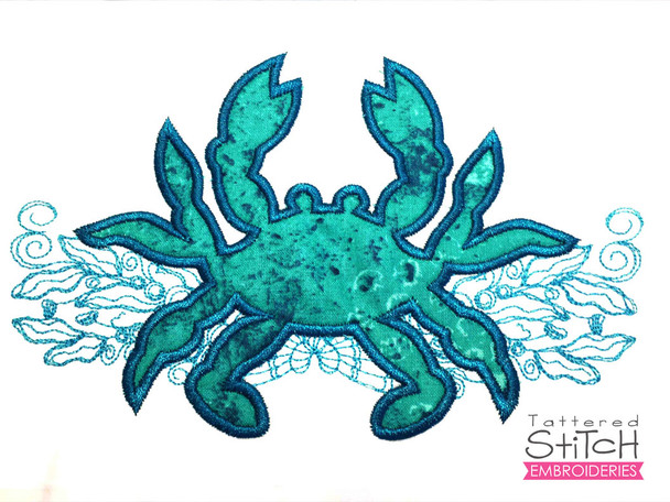 Crab Applique - Fits a 5x7, 6x10, and 8x12" Hoop - Embroidery Designs