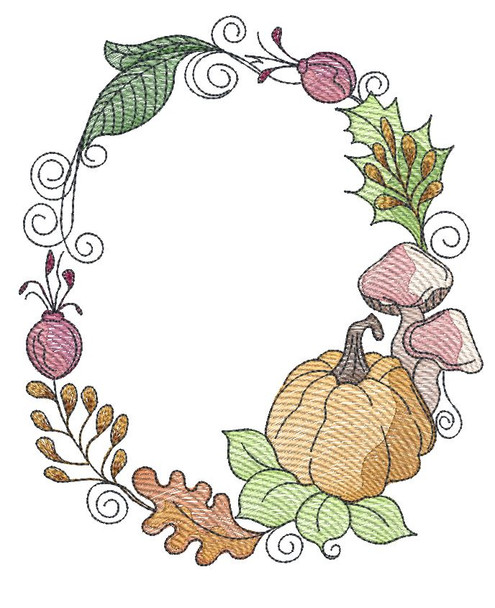 Pumpkin Wreath - Embroidery Designs & Patterns