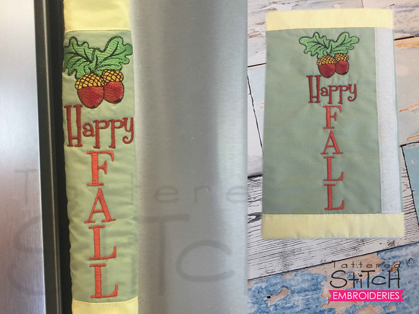Happy Fall Door Handle Wrap -  Fits a  6x10", 8x12""  Hoop - Machine Embroidery Designs