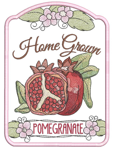 Pomegranate Applique -  Fits 4x4", 5x7" 6x10" Hoop - Machine Embroidery Designs