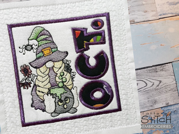 October Gnome Quilt Block - Embroidery Designs & Patterns