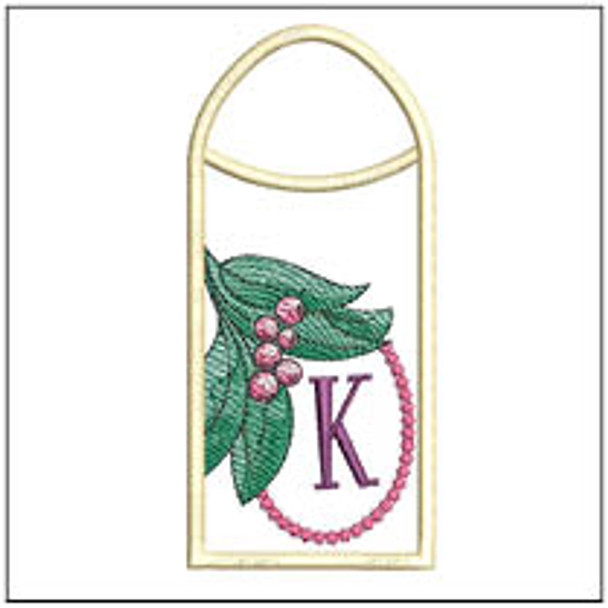 Holly Branch Gift Card ABCs Holder - K - Machine Embroidery