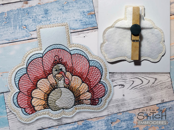 Turkey Clothespin Magnet -  Fits a 4x4 Hoop - Machine Embroidery Designs