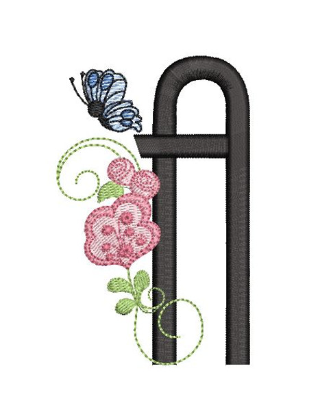 Rosebud Butterfly Font ABCs - A - Embroidery Designs