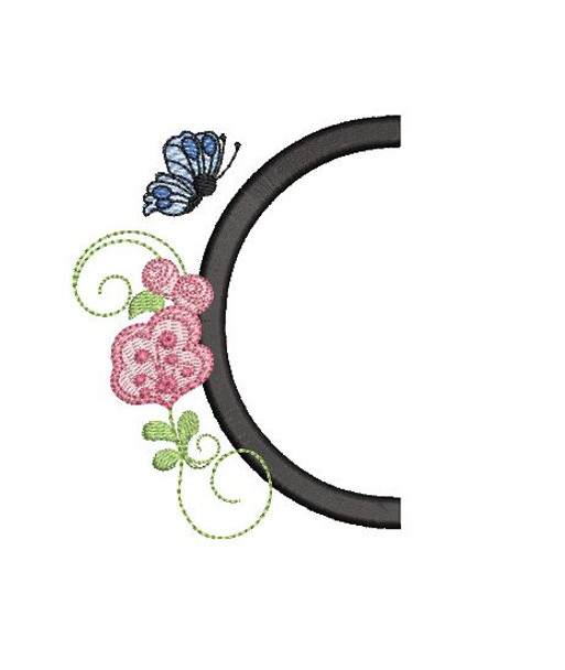 Rosebud Butterfly Font ABCs - C - Embroidery Designs