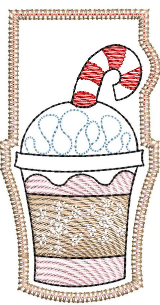 Peppermint Frappuccino Clothespin Magnet -  Fits a 4x4 Hoop - Machine Embroidery Designs