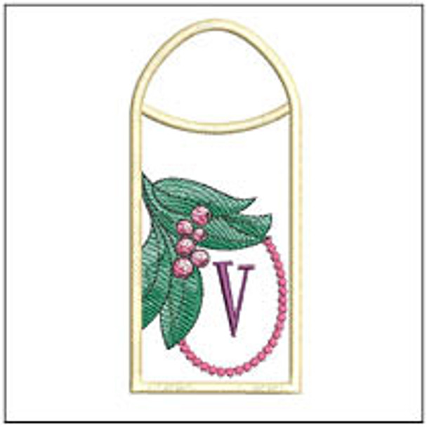 Holly Branch Gift Card ABCs Holder - V - Machine Embroidery