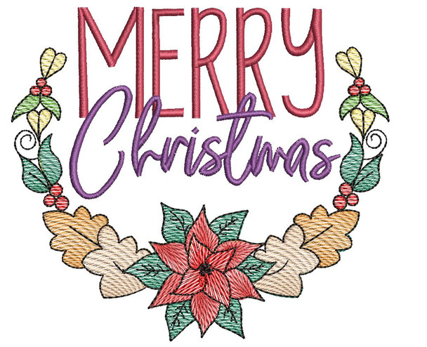 Merry Christmas Laurel - Machine Embroidery Designs