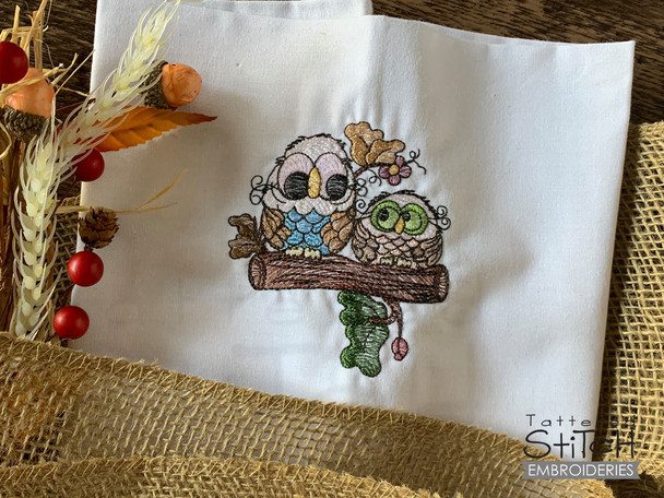 Owls on Branch - Embroidery Designs & Patterns