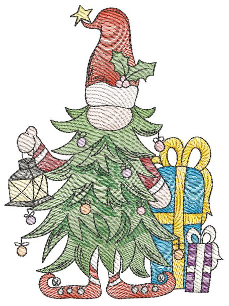 Christmas Tree Gnome - Embroidery Designs & Patterns