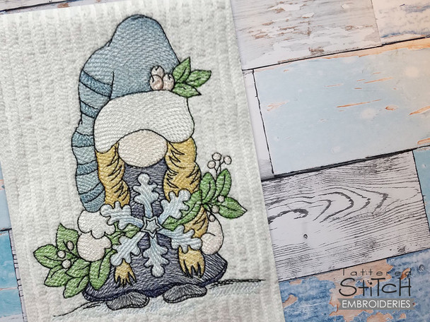 Snowflake Gnome- Instant Downloadable Machine Embroidery - Light Fill Stitch