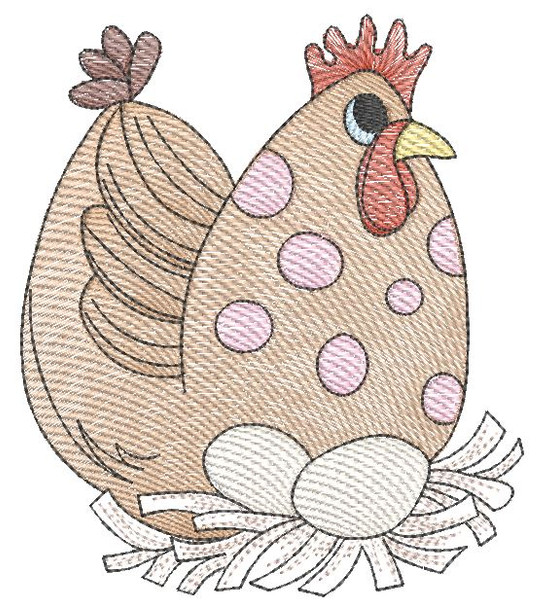 Roosting Chicken - Machine Embroidery Designs