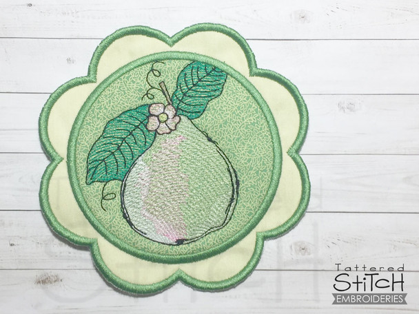 Pear Coaster - Machine Embroidery Designs