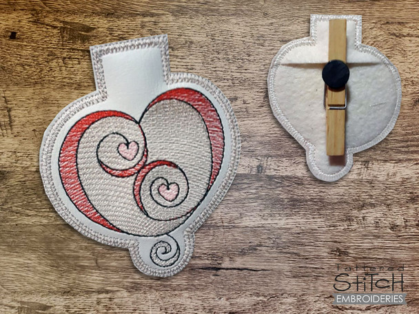 Heart Clothespin Magnet - Embroidery Designs & Patterns