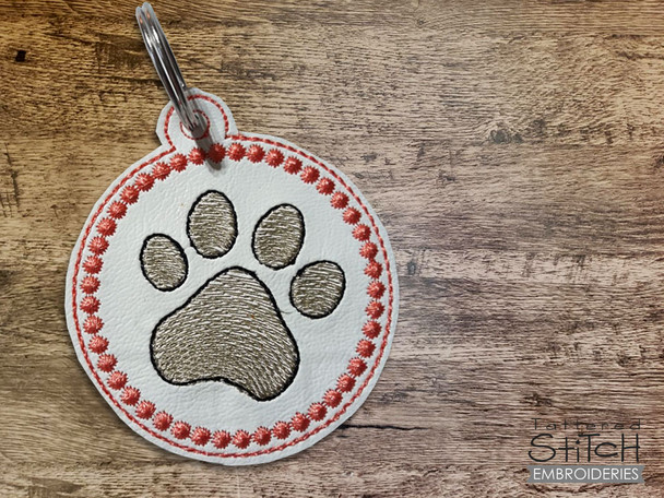 Paw Print Medallion Charm - Embroidery Designs & Patterns