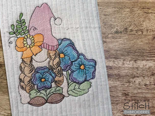 Violets Gnome - Embroidery Designs & Patterns