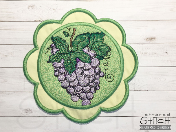 Grapes Coaster - Embroidery Designs & Patterns