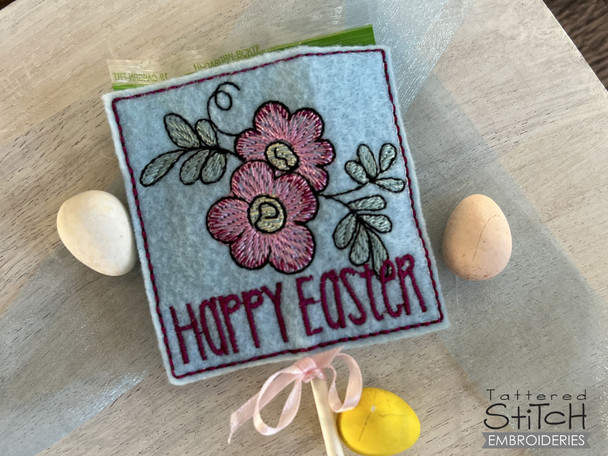 Happy Easter Flowers Lollipop Wrapper - Machine Embroidery Designs & Patterns Happy Easter Flowers Lollipop Wrapper - Machine Embroidery Designs & Patterns